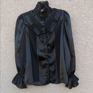 Elegant Black Ruffled Blouse